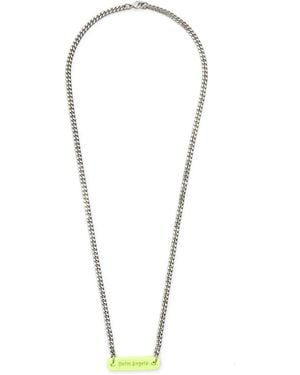 Palm Angels Logo-Plate Necklace - Metallic