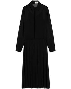 Ami Paris Pleated Maxi Dress - Black