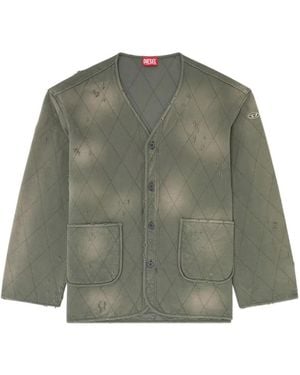 DIESEL Distressed Quilted Liner Jacket - Green