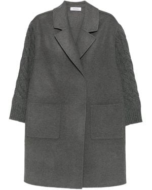 Gran Sasso Cable-Knit Paneled Coat - Gray