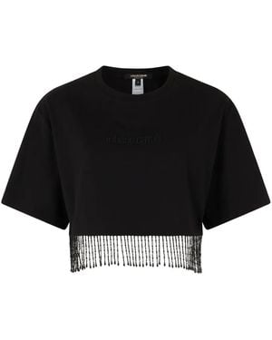 Roberto Cavalli Beaded-Fringe Crop Top - Black