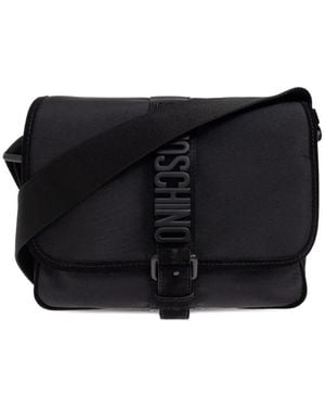 Moschino Schultertasche Mit Logo-Schild - Schwarz
