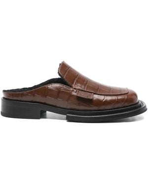 Moschino Crocodile-Effect Leather Mules - Brown