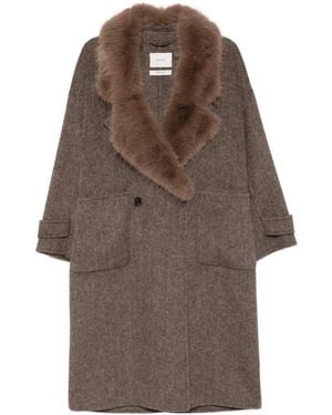 ViCOLO Manteau Croisé À Col En Fourrure Artificielle - Brown