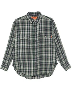 Universal Overall Check-Print Flannel Shirt - Grey