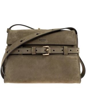 Moschino Medium Tie Me Suede Crossbody Bag - Green