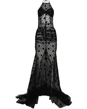LAQUAN SMITH Halterneck Polka-Dot Gown - Black