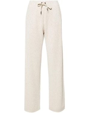 Brunello Cucinelli スパンコールトリム リブニットパンツ - ナチュラル