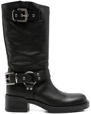 GISEL B Chester Buckle-Strap Boots - Black