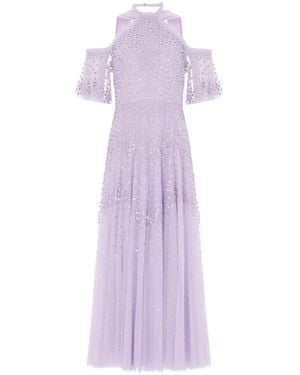 Needle & Thread Vestido De Fiesta Largo Festoneado - Morado