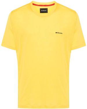【送料&関税込】Kiton Logo Embroidery T-shirt Black logo T-shirt in KNT cotton jersey | Kiton