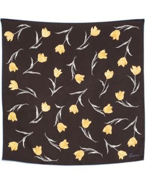 Jacquemus Sciarpa Quadrata Con Stampa Di Tulipani - Nero