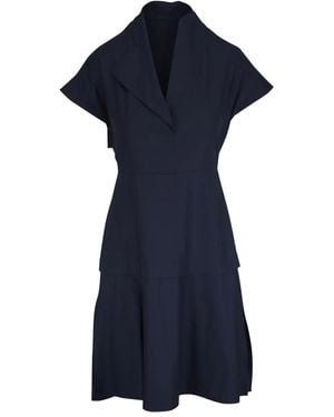 Zero + Maria Cornejo Robe En Coton À Col V - Bleu