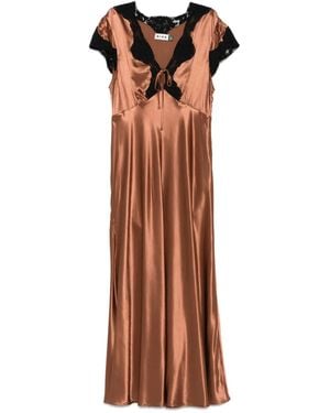 RIXO London Amari Lace-Trimmed Satin Dress - Brown