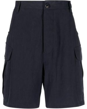 Giorgio Armani Wide-Leg Linen Cargo Shorts - Blue