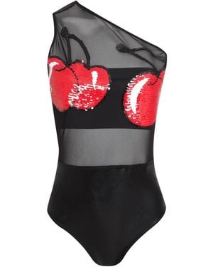 Brigitte Bardot Sequin-embellishment One-shoulder Swimsuit - Grey