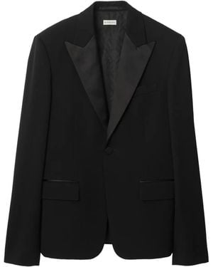 Burberry Grain De Poudre Wool Tuxedo Jacket - Black