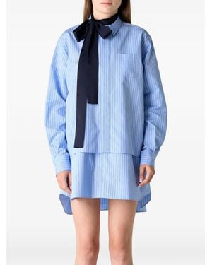 Sacai Striped Poplin Mini Shirt Dress - Blue