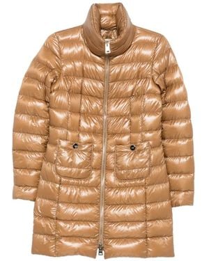Herno Quilted High-Neck Zip-Up Coat - Natural