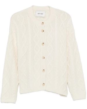 Soft Goat Cable-Knit Cardigan - White