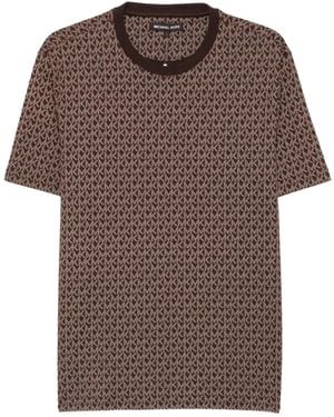 Michael Kors Monogram-Print Cotton T-Shirt - Brown