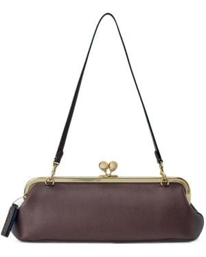 COACH 30 Kisslock Frame-Closure Leather Clutch Bag - Purple