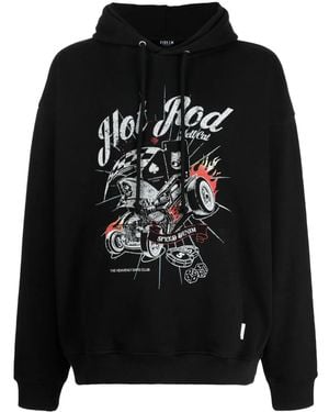 FIVE CM Terry Graphic-Print Cotton Hoodie - Black