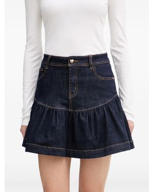 GAUDI Ruffled Denim Mini Skirt - Blue