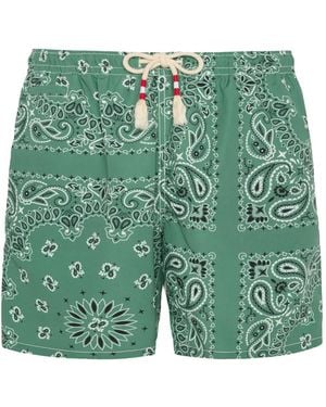 Mc2 Saint Barth Zwembroek Met Paisley-Print En Trekkoord - Groen