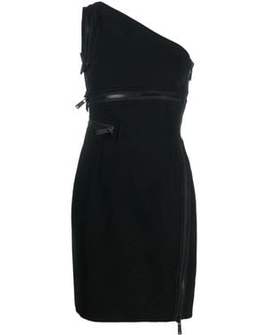 DSquared² One-Shoulder Zip-Detail Minidress - Black