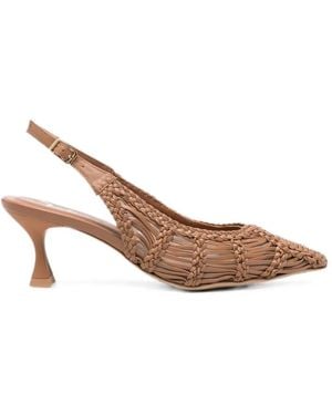 Marc Ellis Woven Slingback Heeled Court Shoes - Brown