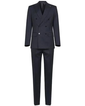 D4.0 Peak Lapels Double-Breasted Suit - Blue