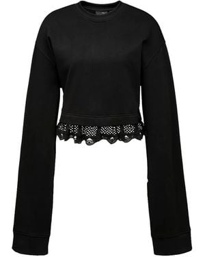 Fenty Lace-Trim Cropped Sweatshirt - Black