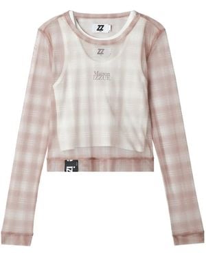 Izzue Check Long-Sleeve T-Shirt - White