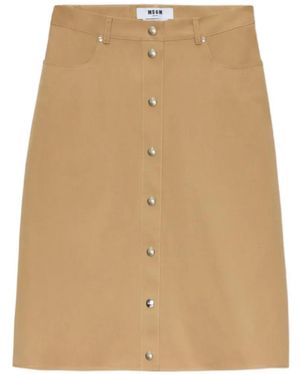 MSGM Buttoned A-Line Skirt - Natural