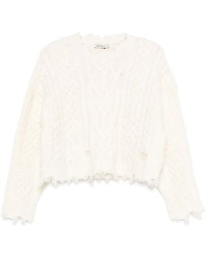 Jonathan Simkhai Felix Cable-Knit Frayed Knitwear - White