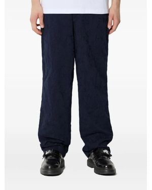 Corridor NYC Floral-Embroidered Pants - Blue