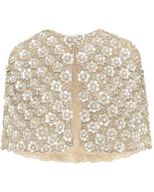 Oscar de la Renta Cape À Fleurs Brodées - Neutre