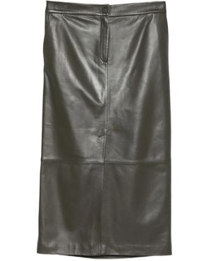 Antonelli Paneled Leather Midi Skirt - Gray