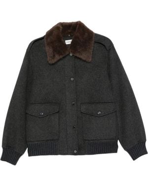 P.A.R.O.S.H. Faux-Fur Collar Bomber Jacket - Black