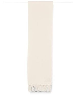Max Mara Embroidered-Logo Fringed Scarf - White