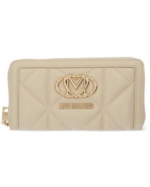 Love Moschino Quilted Logo-Motif Wallet - Natural