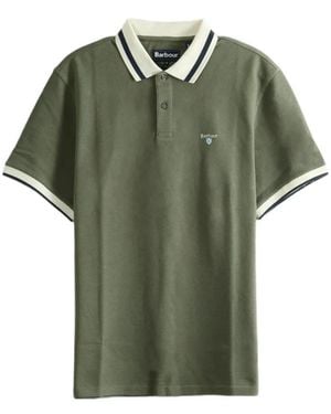 Barbour Contrast-Trim Logo-Embroidered Polo Shirt - Green