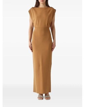 Elisabetta Franchi Carpet Full Milano Stitch Knit Dress - Natural