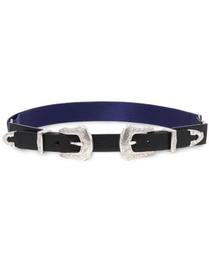 Toga Double-Buckle Leather Belt - Blue