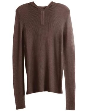 Rick Owens Ribbed-Knit Hoodie - Grey