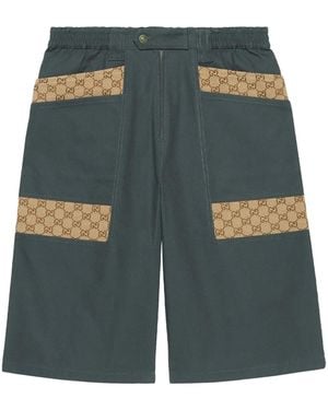 Gucci Cotton Canvas Bermuda Short With GG Inserts - Black