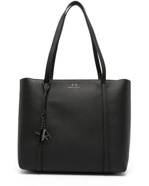 ARMANI EXCHANGE ロゴチャーム ハンドバッグ - ブラック