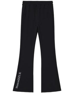 Izzue Logo-Print Flared Trousers - Black
