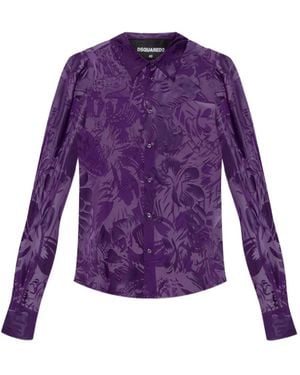 DSquared² Floral Buttoned Shirt - Purple